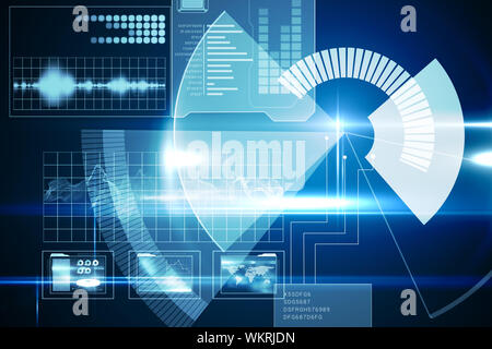 Digitally generated blue technology interface with dial Stock Photo