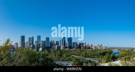 The beautiful skyline and Bow River Pathway at Calgary, Canada Stock ...