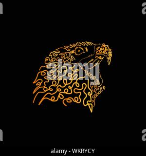 Illustration of eagle head for print design. hand drawing art Stock Vector