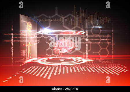 Digitally generated medical interface in black and red Stock Photo