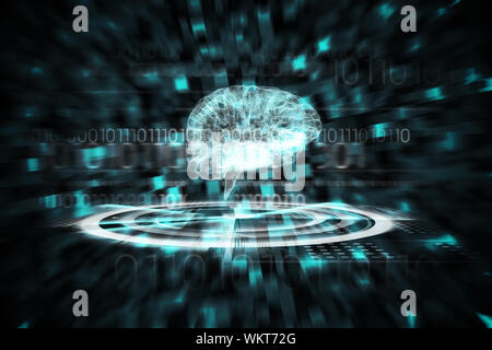 Digitally generated medical interface in black and blue Stock Photo