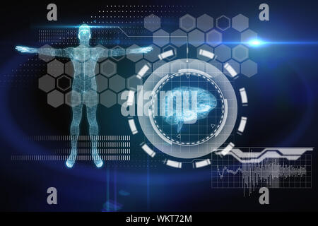 Digitally generated medical interface in blue and black Stock Photo