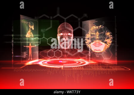 Digitally generated medical interface in red and black Stock Photo