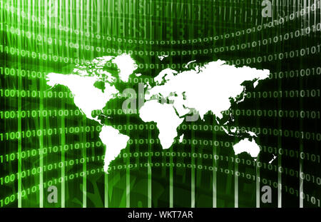Global Business System on a Green Background Stock Photo