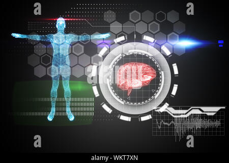 Digitally generated medical interface in blue and black Stock Photo