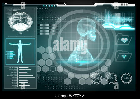 Digitally generated medical biology interface in blue Stock Photo
