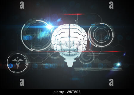 Digitally generated medical biology interface in black Stock Photo