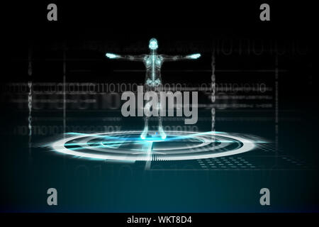 Digitally generated medical interface in blue and black Stock Photo