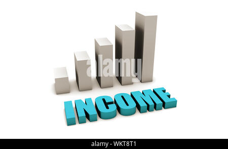 Blue Personal Income in 3d with Bar Chart Stock Photo