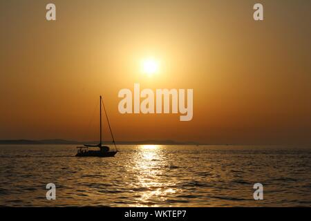 Sailing in the Sunset, Croatia Stock Photo
