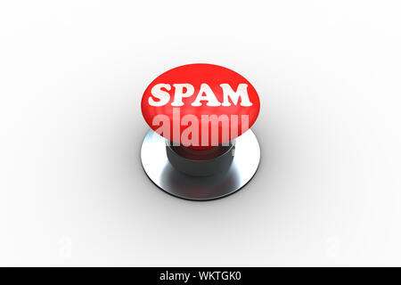 The word spam on digitally generated red push button Stock Photo