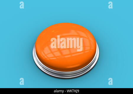 The word start and shiny orange push button against blue vignette Stock Photo