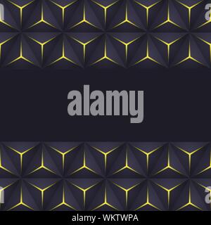 Horizontal triangle elements frame with yellow shine lines Stock Vector