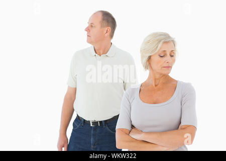Older couple having an argument on white background Stock Photo