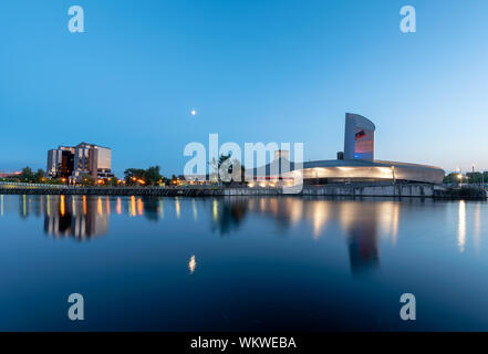 Imperial war museum north is located in salford quays over Irwell River, Manchester, UK> Stock Photo