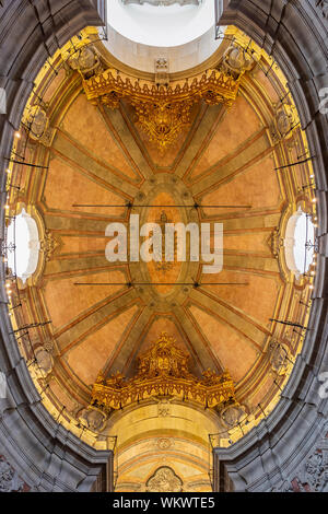 Porto, Portugal, July 19, 2019:  Detail of dome of tower from inside of Clerigos Church (Igreja dos Clerigos in Portuguese) in Porto, Portugal Stock Photo