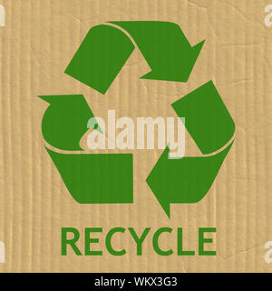 Recycling Symbol on a Cardboard Box Texture Stock Photo