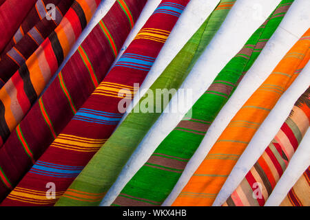 Colourful  carpets sold in maroccan souk. Stock Photo