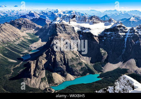 Mountain range view from Mt Temple with Moraine lake, Banff, Rocky