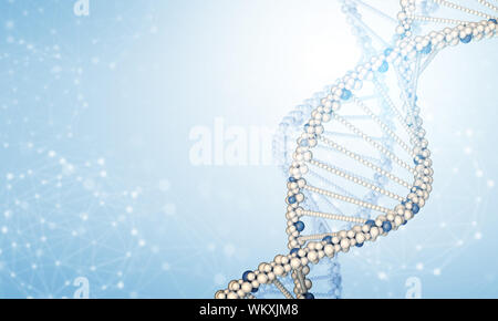 DNA model on blue gradient background with transparent rectangles Stock ...