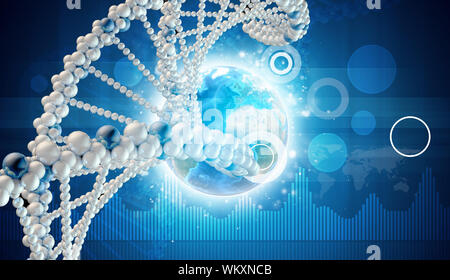 Dna Screen Gradient Map DNA model. Graphs, world map and network as backdrop Stock Photo - Alamy