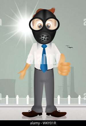 man with gas mask Stock Photo