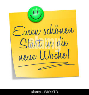 A sticky paper with the message have a nice start into the new A sticky paper with the message have a nice start into the new