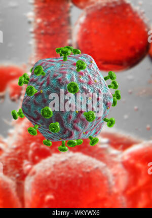 3D generated illustration of HIV Aids virus cells for medical science ...