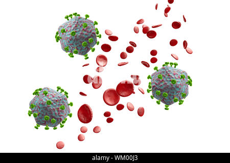 3D generated illustration of HIV Aids virus cells for medical science ...