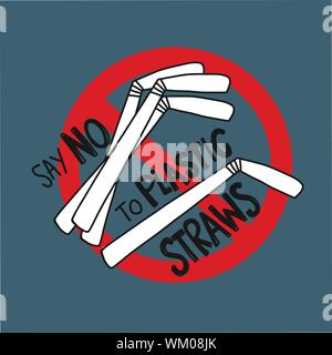 Say no to plastic straws cartoon vector illustration Stock Vector
