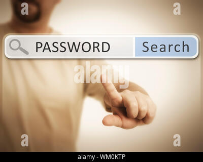 An image of a man who is searching the web after password Stock Photo