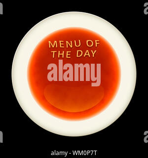 An alphabet soup with the words menu of the day Stock Photo