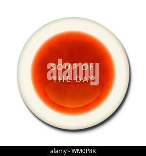 An alphabet soup with the words soup of the day Stock Photo