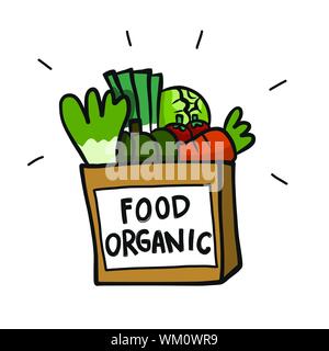 Food organic vegetable in paper bag cartoon vector illustration Stock Vector