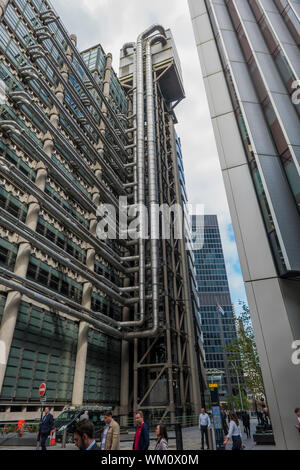 The Lloyd's Building,Insurance Institution,Lloyd's of London. Lime Street, in London's main financial district, the City of London. Stock Photo