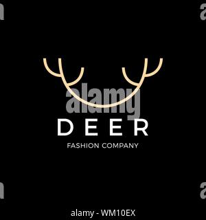 Unique Minimal Line Fashion luxury Style deer logo vector. Stock Vector