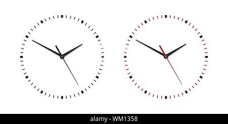 Vector Classic Simple Wall Clock without Numbers Isolated on White Background. Design Template. Front View. Stock Vector