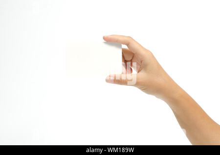 hand holding business card Stock Photo