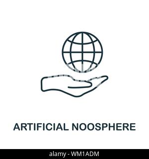 Artificial Noosphere outline icon. Thin line concept element from fintech technology icons collection. Creative Artificial Noosphere icon for mobile Stock Vector