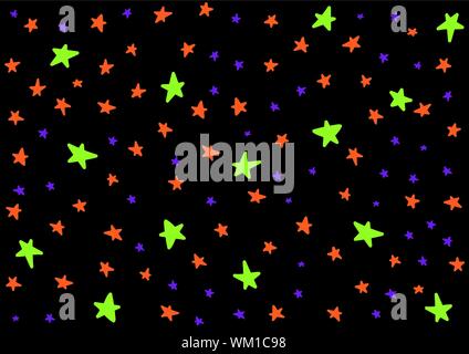 Stars background in Halloween colors for children kids Stock Vector