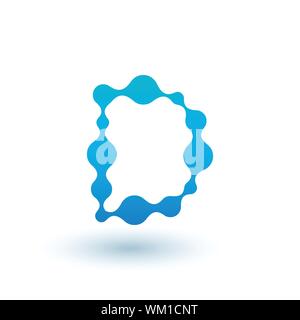 Water molecular initial Letter D Logo design, Fluid liquid Design Element with Dots and shadow. Stock vector illustration isolated on white background Stock Vector