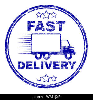 Fast Delivery Stamp Showing High Speed And Speedy Stock Photo