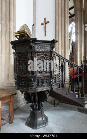 Pulpit, St Cuthbert’s Church, Wells, Somerset, UK Stock Photo