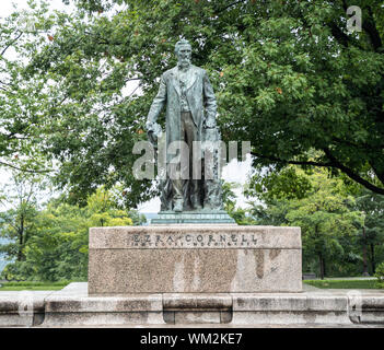 Statue of Ezra Cornell at Cornell University, sculpted by Hermon MacNeil, September 1, 2019, Ithaca New York Stock Photo