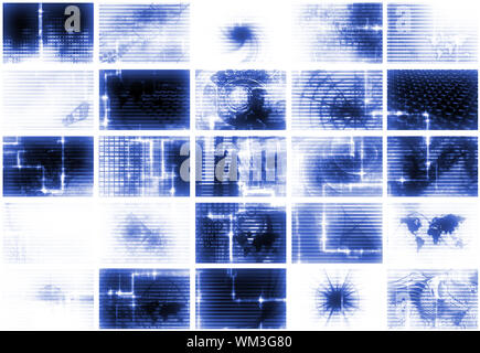 Blue Futuristic Digital TV and Channels Background Stock Photo