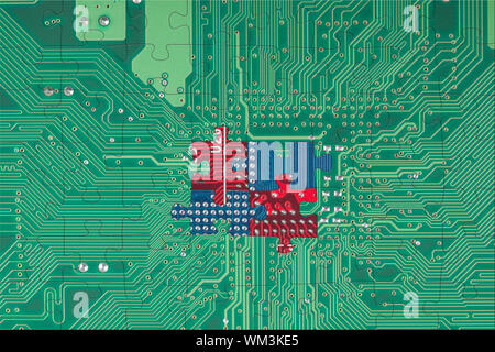 Abstract green electronic circuit board puzzle background Stock Photo