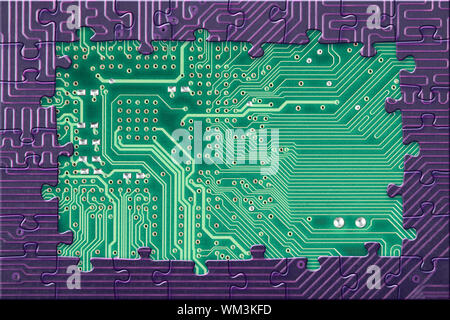 Abstract frame from electronic circuit board puzzle Stock Photo