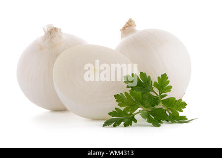 Two onions isolated on white background. Stock Photo