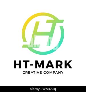 geometric circle ht th company logo letters design concept. Stock Vector