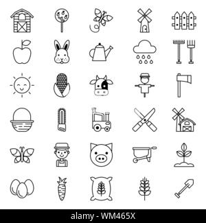 bundle of farm set icons Stock Vector